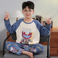 男童睡衣春秋純棉長袖套裝卡通兒童睡衣中大童小孩男孩寬松家居服 DZ3869鎧甲勇士 120 小童12碼身高115-125cm48斤內(nèi)