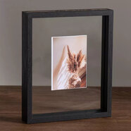 田園花舍 創(chuàng  )意雙面透明玻璃相框中空壓花植物樹(shù)葉蝴蝶標本框立體展示架擺 黑色-有機玻璃 A4【內徑21*29.7cm】