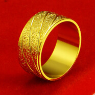 DR-FLVVS胖東來(lái)同款鍍金包銀戒指黃l金999金男女款情侶對戒磨砂9999真金金 金店3D款 非標超大號 25-26號