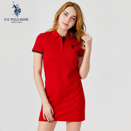 U.S. POLO ASSN.女士短袖POLO裙運(yùn)動(dòng)休閑連衣裙夏季裙裝女翻領(lǐng)短裙修身顯瘦裙子