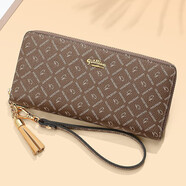 金利來(lái)女士錢(qián)包女復古印花拉鏈手拿包禮盒 女神節禮物送禮