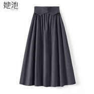 她池復古半身裙2025秋裝新款女裝時(shí)尚腰部拼接優(yōu)雅中長(cháng)裙