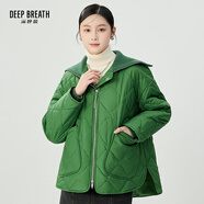 深呼吸DEEP BREATH女裝針織翻領(lǐng)石墨烯棉服棉衣女A401279 綠 S (2碼)