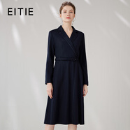愛特愛（EITIE）氣質翻領西裝連衣裙羊毛呢子裙通勤顯瘦百搭冬季新款7207910 深海藍31 3XL 180