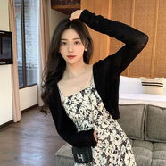 EPET法式波點(diǎn)掛脖連衣裙女綁帶吊帶連衣裙夏季寬松氣質(zhì)露肩時(shí)裙子韓版 優(yōu)選防曬開(kāi)衫【黑色】 2XL 【建議125-140斤】