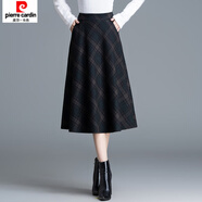 皮爾卡丹（pierre cardin）安哥拉紅色格子裙毛呢半身裙女秋冬a字裙子中長(cháng)款冬季半裙傘裙 綠格-72厘米長(cháng) 建議160以下身高 M 建議95-104斤