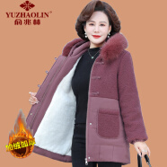 俞兆林（YUZHAOLIN）妈妈冬装羽绒棉服羊羔绒外套洋气新款中老年女装棉衣秋冬大码棉袄 豆沙色 XL (建议90-110斤)