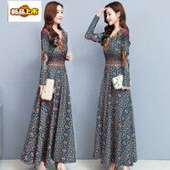 初徑2025年秋冬新款貴夫人高端氣質(zhì)名媛淑女連衣裙修身顯瘦大擺長裙潮 花色【常規(guī)款】 M 【建議85-100斤左右】