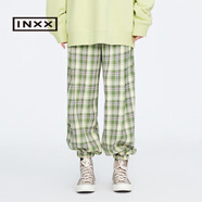 英克斯（inxx）【INXX】Standby 明星同款格紋休閑長(cháng)褲男女同款寬松直筒褲子 綠色 M
