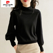 皮爾卡丹（pierre cardin）角袖針織衫女秋冬2024新款毛衫長袖高領(lǐng)毛衣寬松燈籠袖上衣潮 GL1015#黑色. M 建議100-120斤