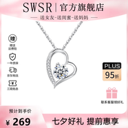 SWSROVSKL施華洛世皓旗艦奇愛心形項鏈999足銀情人節(jié)禮物女友項鏈純銀 項鏈(吊墜+鏈子+玫瑰禮盒) 999銀
