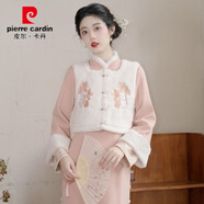 皮爾卡丹冬天衣服女套裝新中式甜美旗袍套裝女感加絨加厚連衣裙兩件套 馬甲+旗袍【套裝】 M