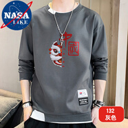 NASALIKE衛衣男情侶裝上衣男裝潮流春秋休閑圓領(lǐng)學(xué)生時(shí)尚大碼春裝男裝衣服 132灰色 XL/175