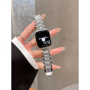 桐汝壁新款蘋(píng)果17promax手機殼適用iwatch8表帶S9時(shí)尚蘋(píng)果手表s8施華洛滿(mǎn)天星applewatch7鑲鉆617air 銀色施華洛滿(mǎn)天星 44mm適用iwatchS4/5/6/se代