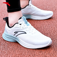 安踏男鞋冬季新款網(wǎng)面透氣運動(dòng)鞋白色輕便軟底跑步鞋減震舒適休閑鞋 【路跑】象牙白/灰霧藍-6 40.5