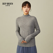 深呼吸DEEP BREATH女裝可機洗純羊毛打底針織衫女A300962 花灰 M (3碼)