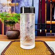 溥畔伯莎丹頓高檔水晶茶具玻璃杯原礦大師純手工雕刻浮雕龍騰祥鳳密封 浮雕祥鳳杯(單只) 300ml