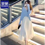 羅蒙（ROMON）仙女裙chic溫柔小個(gè)子2025夏季新款白色紗裙不規則a字網(wǎng)紗半身裙 米白色 S