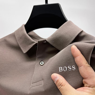 BOSST恤短袖男士德國(guó)BOSS舒適透氣純棉帥氣翻領(lǐng)polo夏季男裝 BOSS23800-灰咖色 M 建議100-120斤