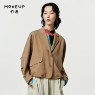 幻走（MOVEUP）【商場同款】2024春季新款西裝領(lǐng)口袋設(shè)計師短款外套女 卡其 M
