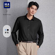 海瀾之家（HLA）長(cháng)袖襯衫男秋季款輕商務(wù)經(jīng)典系列襯衣男 黑色花紋85 39 170/88A推薦127~136斤
