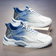 王之步（WANGZHIBU）斷碼男鞋網(wǎng)面飛織跑步鞋2026年戶(hù)外運動(dòng)網(wǎng)面休閑鞋輕便透氣潮男鞋 6066款白藍色 41