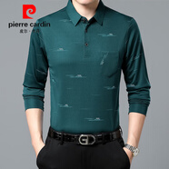 皮爾卡丹（pierre cardin）真口袋長袖t恤男春秋季新款男士中老年冰絲寬松polo 衫男爸爸裝 興30+8805綠色真口袋 2XL 180建議152-162斤