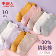 南極人10雙100%純棉襪子女士襪子舒適棉襪抑菌女襪船襪春夏季隱形襪短襪