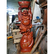 木雕彌勒佛像擺件托寶布袋菩薩供奉客廳新居鎮(zhèn)宅實(shí)木花梨工藝品 另款花梨木高60㎝