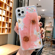 滴膠永生花朵iPhone16手機(jī)殼適用蘋果15Promax透明4保護(hù)套軟13女 大紅花 12/12Pro