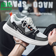 森馬時(shí)尚男鞋春季新款潮流網(wǎng)面休閑板鞋男士低幫軟底運(yùn)動(dòng)輕便鞋子男款 白黑 41