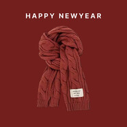 目丸圣誕圍巾新年禮物生日禮物韓版針織圍巾新款冬女圍脖學(xué)生送女友 針織麻花-紅色