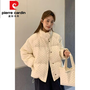 皮爾卡丹（pierre cardin）波點(diǎn)立領(lǐng)加厚保暖白鴨絨羽絨服女冬新甜美洋氣設(shè)計(jì)外套顯瘦女裝潮 米白色 M