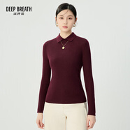深呼吸DEEP BREATH女裝坑條打底純羊毛針織衫女A301124 安可拉紅 2XL (6碼)