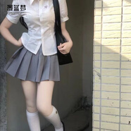漫藍夢(mèng)灰色學(xué)院風(fēng)百褶裙半身裙女2025春秋韓版高腰褶皺短裙一步a字裙子 灰色  常規款 S 建議80-95斤