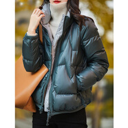 慕舍（mushe）輕奢女裝高端小個(gè)子短款輕薄羽絨服女秋冬裝新款白鴨絨冬季外套 松石綠 L (120) 默認2