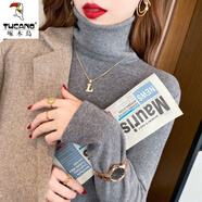 啄木鳥(niǎo)雙面德絨高領(lǐng)打底衫女秋冬新款加厚長(cháng)袖t恤堆堆領(lǐng)洋氣ins上衣 高領(lǐng)灰色 加/厚保暖 S 建議70-90斤