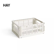 HAY丹麥HAY Colour Crate可折疊桌面收納筐莫蘭迪色系北歐簡約收納籃 34.5*26.5*14cm 白色-M