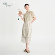 片斷（dribs＆drabs）片斷【竹影】連衣裙女夏季新中式國風(fēng)復古吊帶裙小上衣一整套 白綠 M 160/84A
