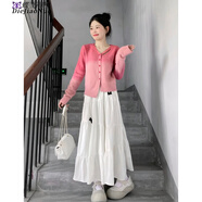 蝶嬌諾（DIEJIAONUO）連衣裙2025年秋季女裝新款韓版甜美純欲風(fēng)甜辣妹初戀心機法式顯瘦 1710上衣+裙子 S
