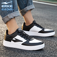 鴻星爾克男鞋運動(dòng)鞋休閑鞋子男冬季高幫板鞋新款男士經(jīng)典百搭潮鞋運動(dòng)鞋男 正白/正黑1096 42