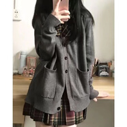 索宛亦（SUOWANYI）jk制服毛衣學(xué)院風(fēng)秋季穿搭針織開(kāi)衫外套日系純色長(cháng)袖上衣女款原創(chuàng  ) 一整套 襯衫+開(kāi)衫+山楂樹(shù)裙+領(lǐng)L M