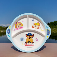 希爾兒童餐盤(pán)卡通分格幼兒園家用寶寶吃飯碗勺子水杯汪汪隊輔食餐具 藍色圓形三格盤(pán)25*21.3*2.5cm
