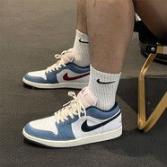 耐克（NIKE）Air Jordan 1 Low 新款A(yù)J1男子影子灰耐磨潮流低幫復(fù)古運(yùn)動(dòng)籃球鞋 HM3711-144/淺藍(lán)白 40.5