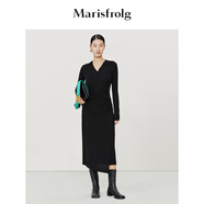 Marisfrolg【羊毛修身連衣裙】瑪絲菲爾冬季新款黑色羊毛收腰連衣裙 黑色 L