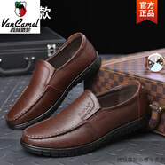 西域駱駝（VANCAMEL）皮鞋男真皮休閑冬季加絨保暖男士棉皮鞋防滑軟底中老年棉鞋爸爸鞋 深棕色-單鞋款-駱駝官方品牌官網(wǎng) 38 標準皮鞋碼