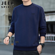 JEEP SPIRIT吉普衛(wèi)衣男士春秋季男裝長袖t恤男寬松韓版潮流上衣外套 藏青 2XL