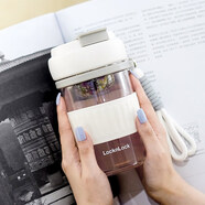 樂(lè )扣樂(lè )扣（LOCK&LOCK）元貝磁彈杯玻璃杯磁吸茶水分離杯子男女戶(hù)外便攜550ml白色