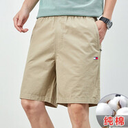 TOMMYBULL美國Tommy湯米新款短褲男士夏季商務(wù)休閑時(shí)尚百搭五分褲直筒褲男 卡其色 2XL 建議145-160斤
