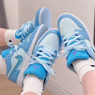 耐克（NIKE）【潮】Air Jordan aj1 Low女鞋板鞋低幫透氣休閑運(yùn)動(dòng)耐磨籃球鞋 FN7366-400（藍(lán)白） gs 款 38.5